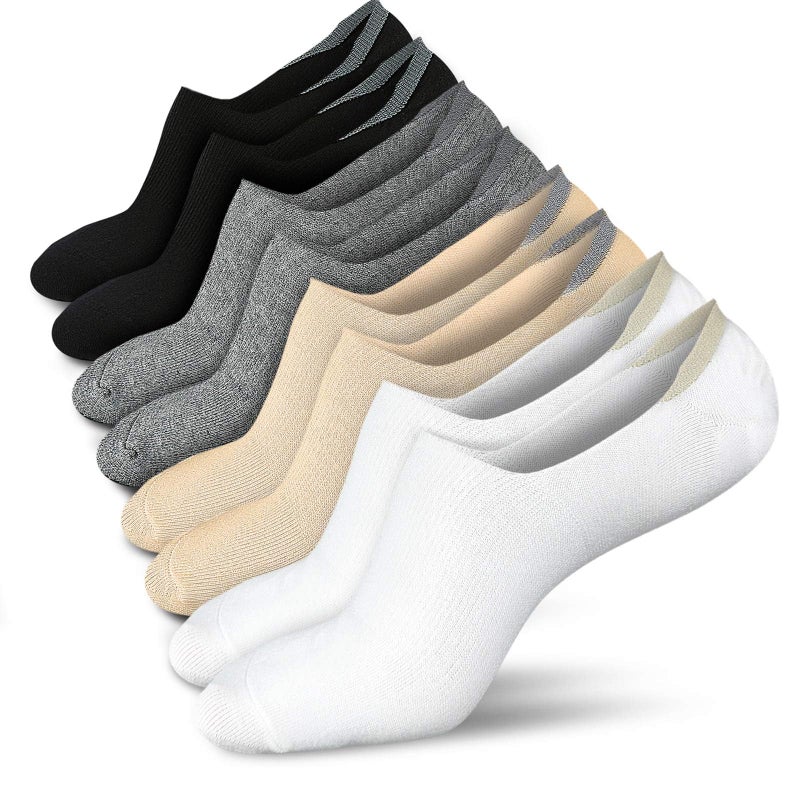wernies No Show Socks Women Low Socks Non Slip Flat Boat Line 4 Pairs - Image 1